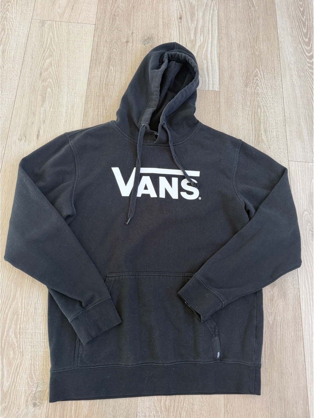 Vans Black Hoodie with White Logo, Size Small